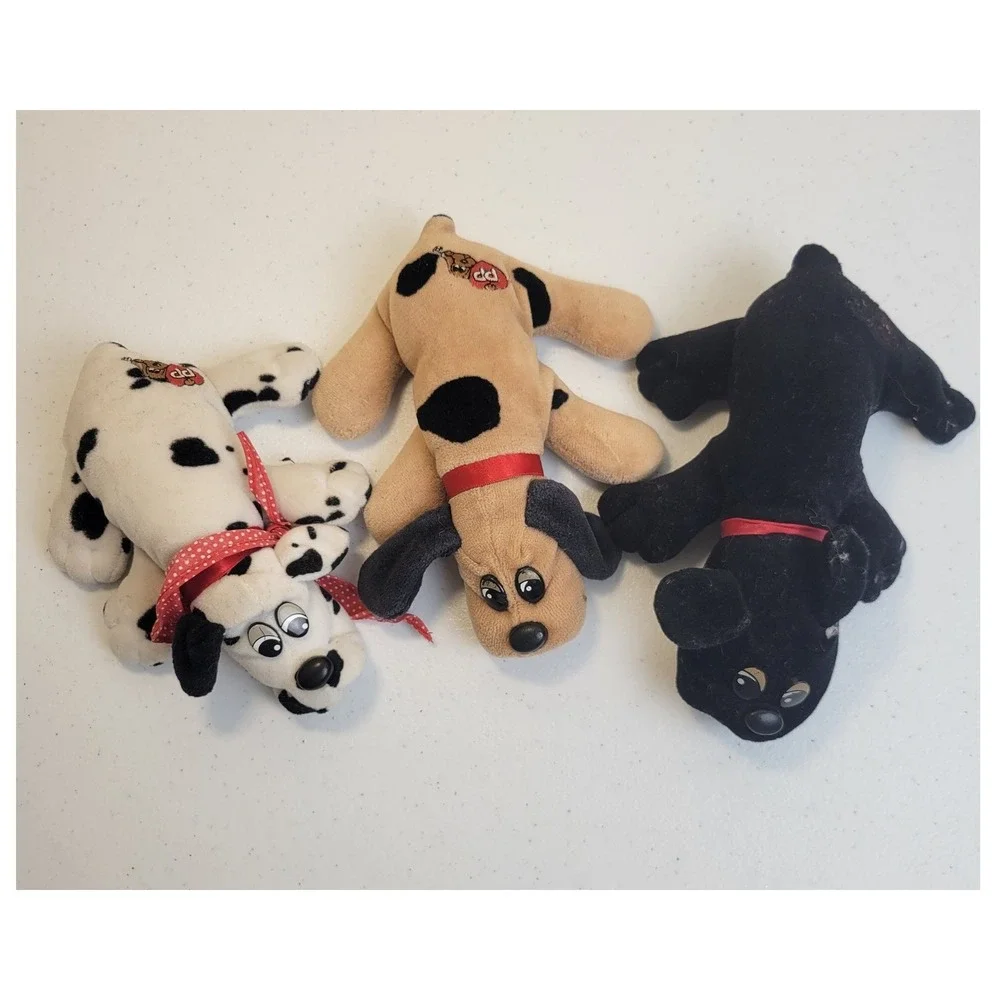 Pound Puppies Plush Dog Lot of 3 Small Multicolor Vtg 90s Bean Bag Toys